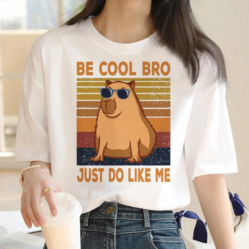 Cute Capybara Clothing Women Vintage Cartoon T-Shirt
